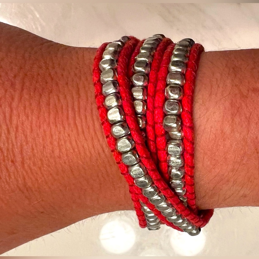 Metal beaded wrap bracelet